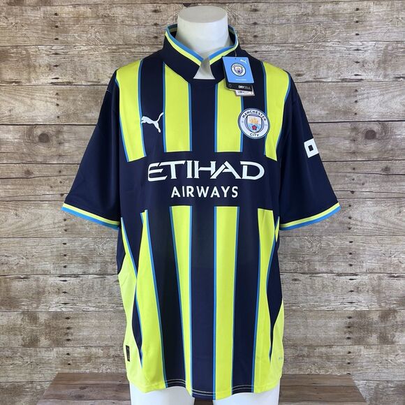 Manchester City Size XXL 24’ 25’ Away kit Jersey Blue and Yellow Puma New - Picture 1 of 15